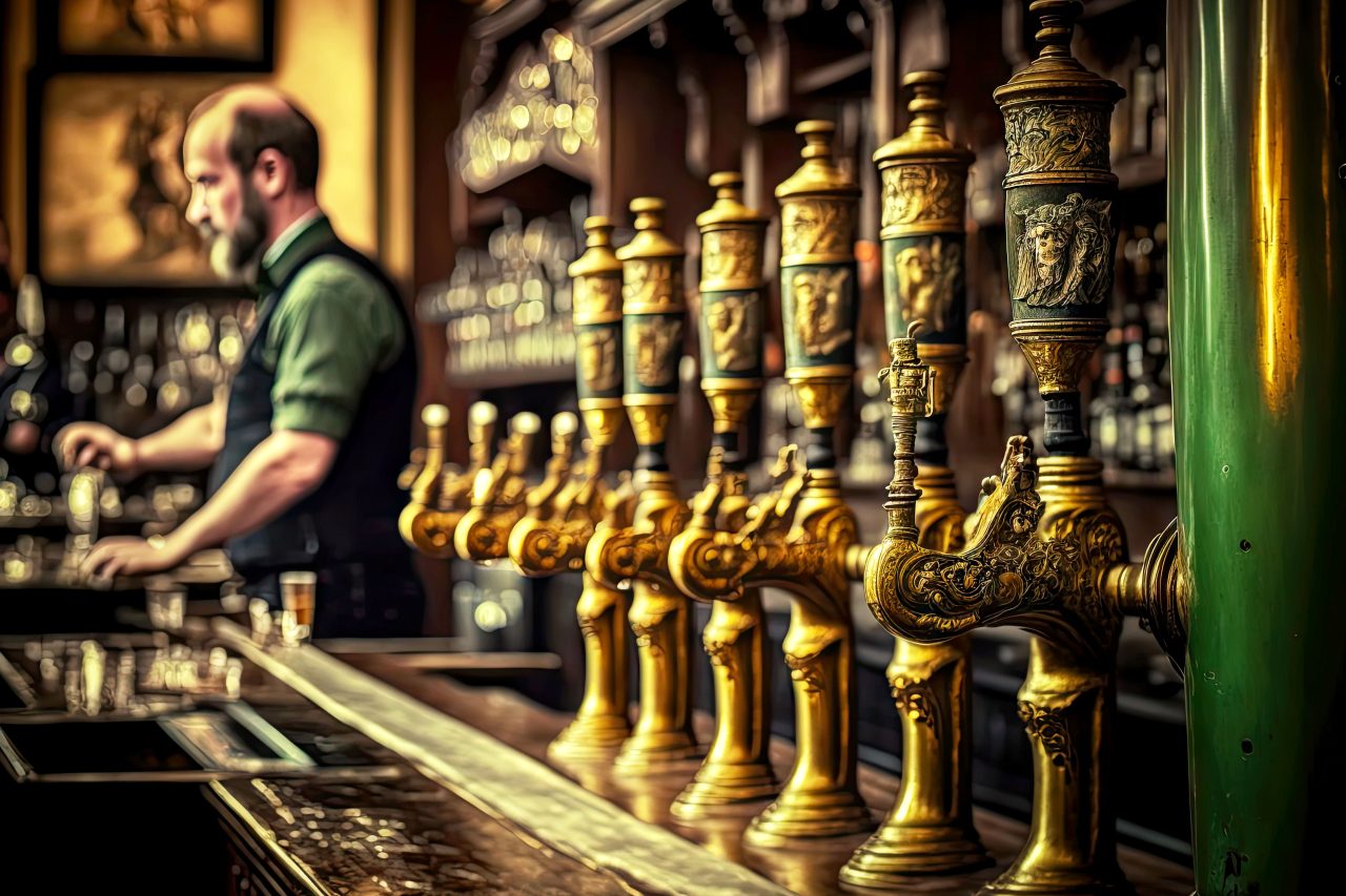 https://www.microbreweryindia.com/wp-content/uploads/2024/01/bearded-english-pub-bartender-pours-beer-from-luxurious-carved-beer-taps-1280x853.jpg